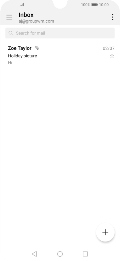 Press the new email icon. Press the new email icon.