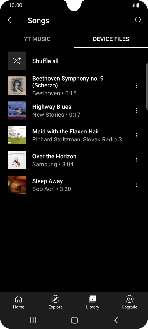 Press the required audio file. Press the required audio file.