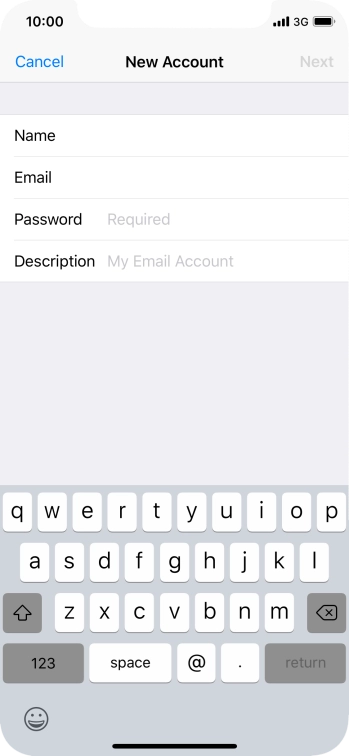 Press Password and key in the password for your email account. Press Password and key in the password for your email account.