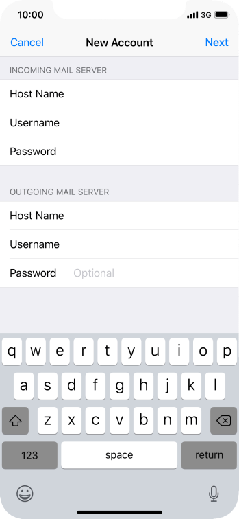 Press Password and key in the password for your email account. Press Password and key in the password for your email account.