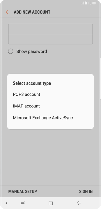 Press POP3 account. Press POP3 account.