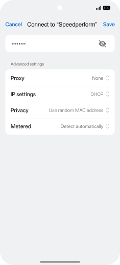 Key in the password for the Wi-Fi network and press Save. Key in the password for the Wi-Fi network and press Save.