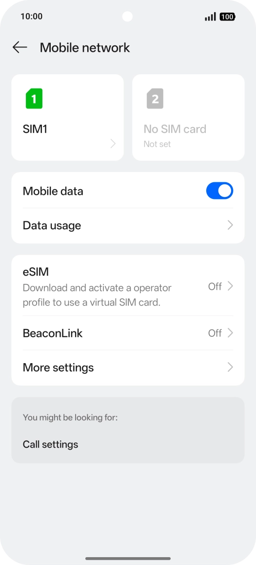 Press the name of the SIM. Press the name of the SIM.