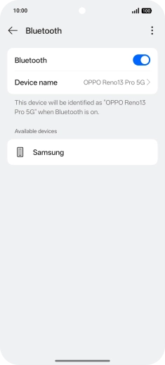 Press the required Bluetooth device and follow the instructions on the screen to pair the device with your phone. Press the required Bluetooth device and follow the instructions on the screen to pair the device with your phone.