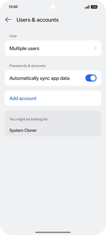 Press Add account. Press Add account.