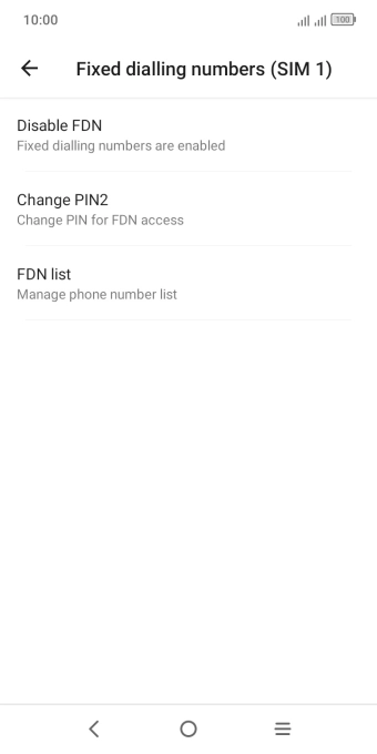 Press Disable FDN. Press Disable FDN.