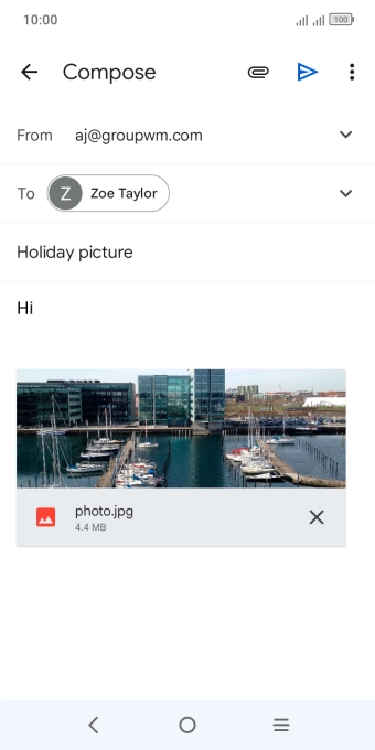 Press the send icon when you've finished your email. Press the send icon when you've finished your email.