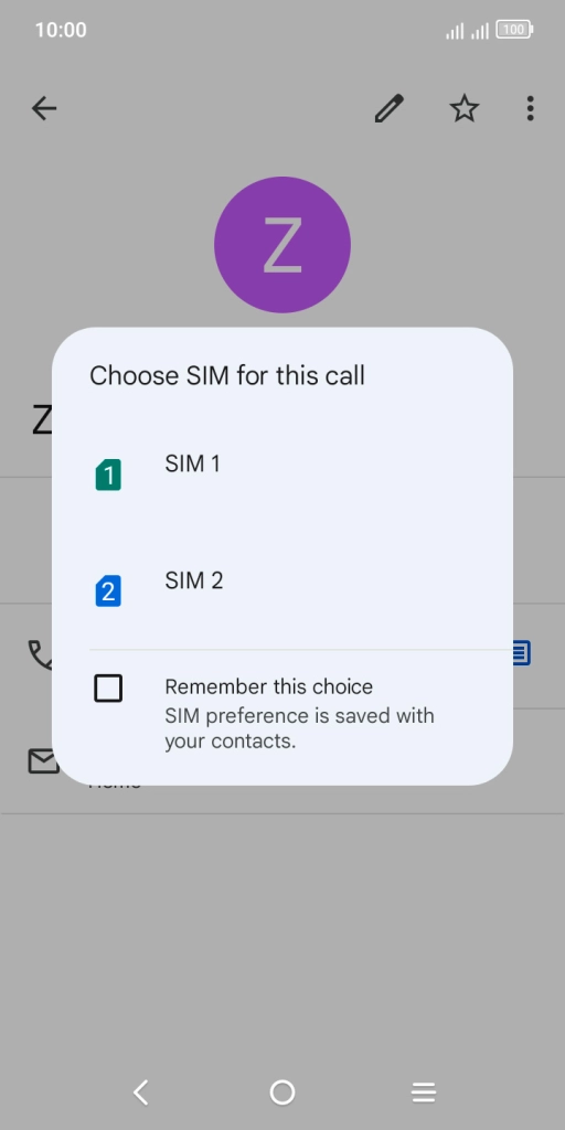 Press the required SIM. Press the required SIM.
