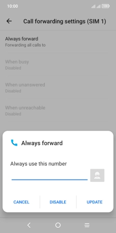 Press DISABLE. Press DISABLE.