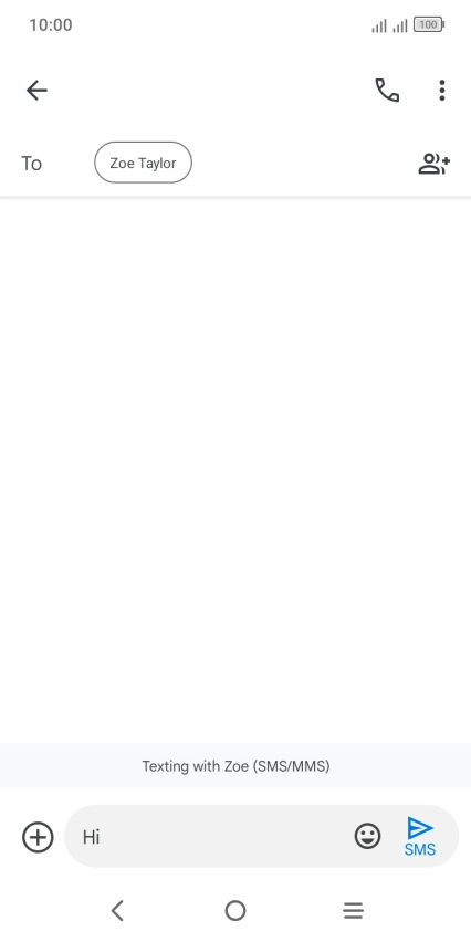 Press the send icon when you've finished your SMS. Press the send icon when you've finished your SMS.
