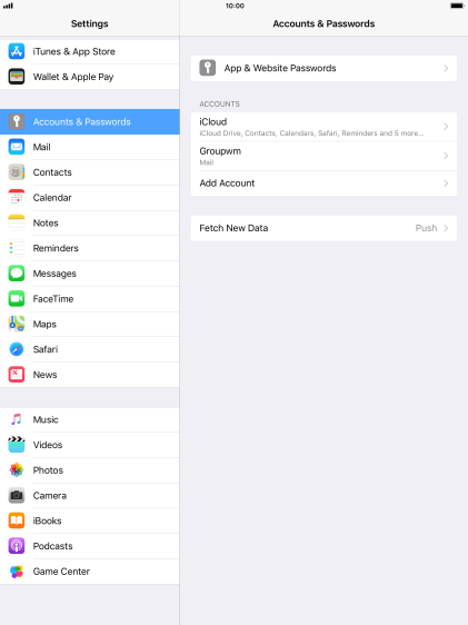 Press the name of the email account you've just set up. Press the name of the email account you've just set up.