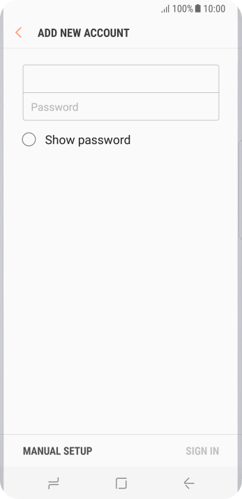 Press Password and key in the password for your email account. Press Password and key in the password for your email account.