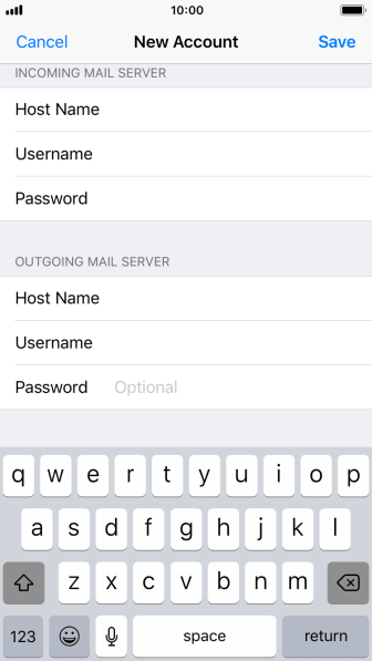 Press Password and key in the password for your email account. Press Password and key in the password for your email account.