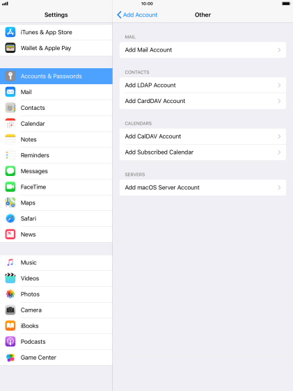 Press Add Mail Account. Press Add Mail Account.