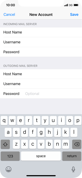 Press Password and key in the password for your email account. Press Password and key in the password for your email account.