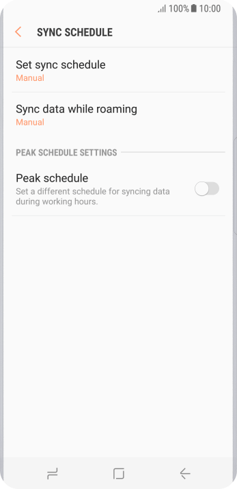 Press Set sync schedule. Press Set sync schedule.