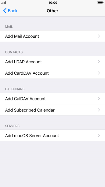 Press Add Mail Account. Press Add Mail Account.