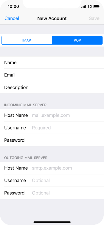 Press Host Name and key in the name of your email provider's incoming server. Press Host Name and key in the name of your email provider's incoming server.