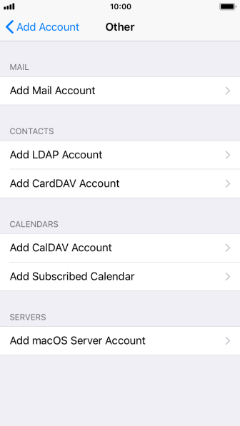 Press Add Mail Account. Press Add Mail Account.