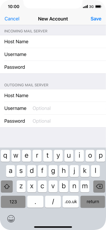Press Username and key in the username for your email account. Press Username and key in the username for your email account.