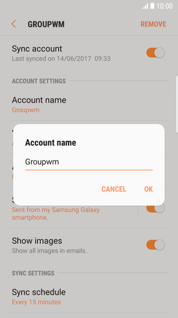 Key in the required name for the email account and press OK. Key in the required name for the email account and press OK.