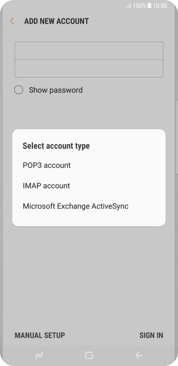 Press IMAP account. Press IMAP account.