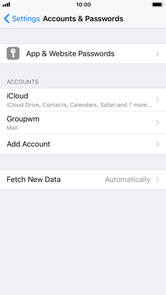 Press the name of the email account you've just set up. Press the name of the email account you've just set up.