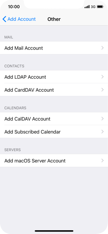 Press Add Mail Account. Press Add Mail Account.