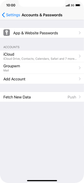 Press the name of the email account you've just set up. Press the name of the email account you've just set up.
