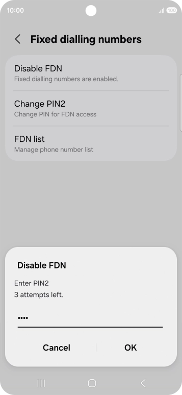 Key in your PIN2 and press OK. The default PIN2 is 0000. Key in your PIN2 and press OK. The default PIN2 is 0000.