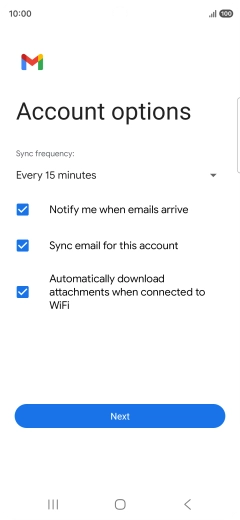 If this screen is displayed, you email account has been recognised and set up automatically. Follow the instructions on the screen to key in more information and finish setting up your phone. If this screen is displayed, you email account has been recognised and set up automatically. Follow the instructions on the screen to key in more information and finish setting up your phone.