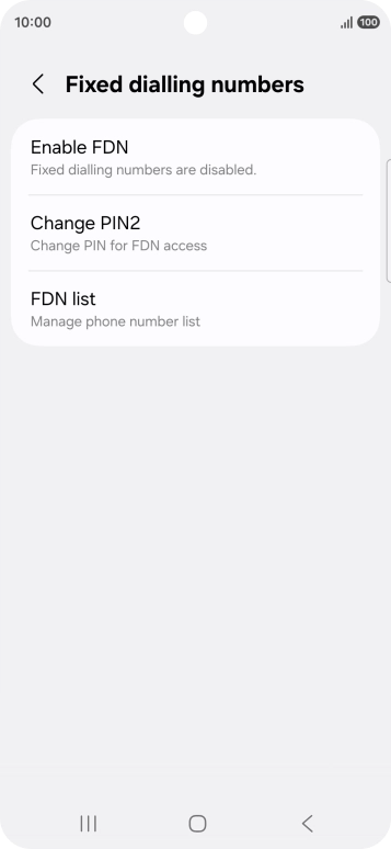 Press Enable FDN. Press Enable FDN.