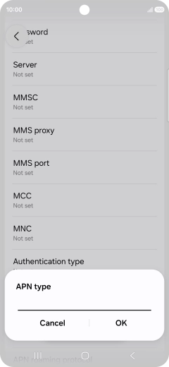 Key in default and press OK. Key in default and press OK.