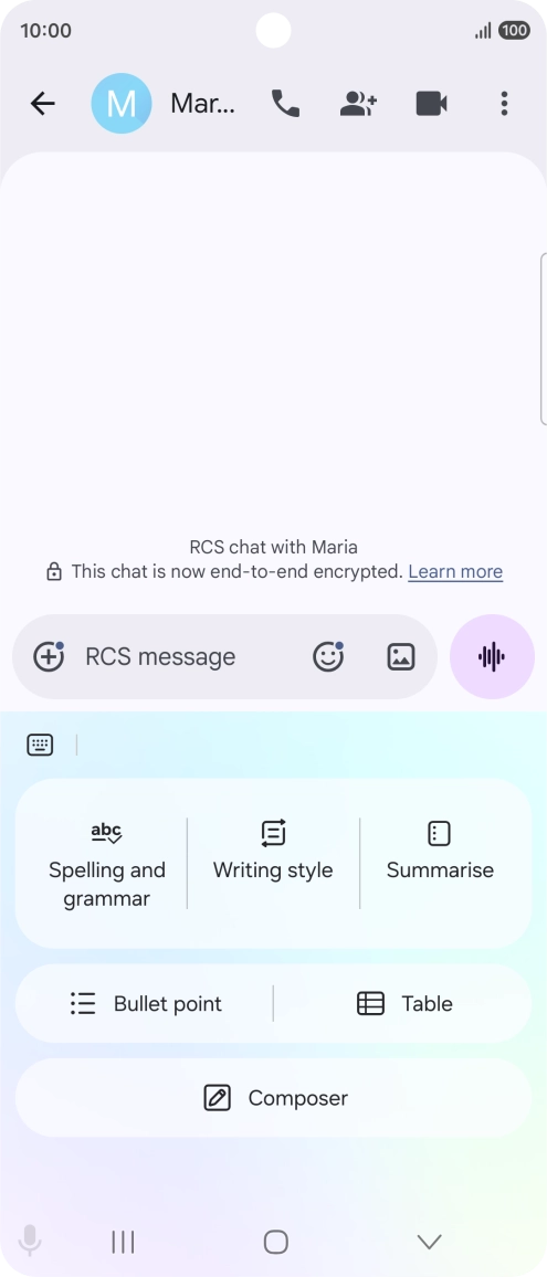 To generate a text, press Composer and follow the instructions on the screen to use the function. To generate a text, press Composer and follow the instructions on the screen to use the function.