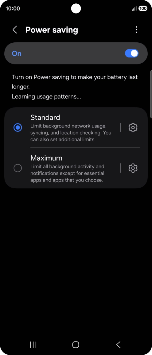Press the indicator next to the required setting. Press the indicator next to the required setting.