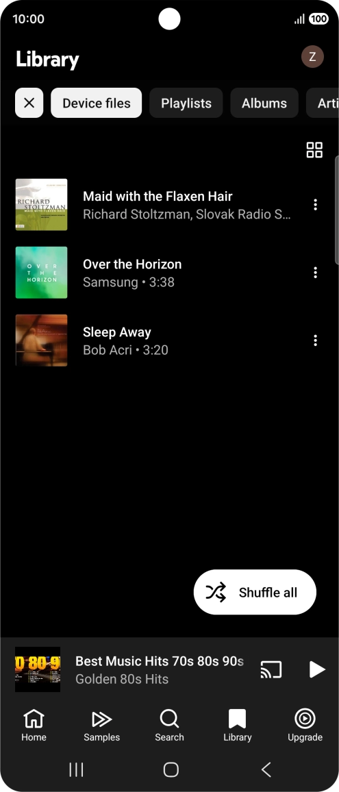 Press the required audio file. Press the required audio file.