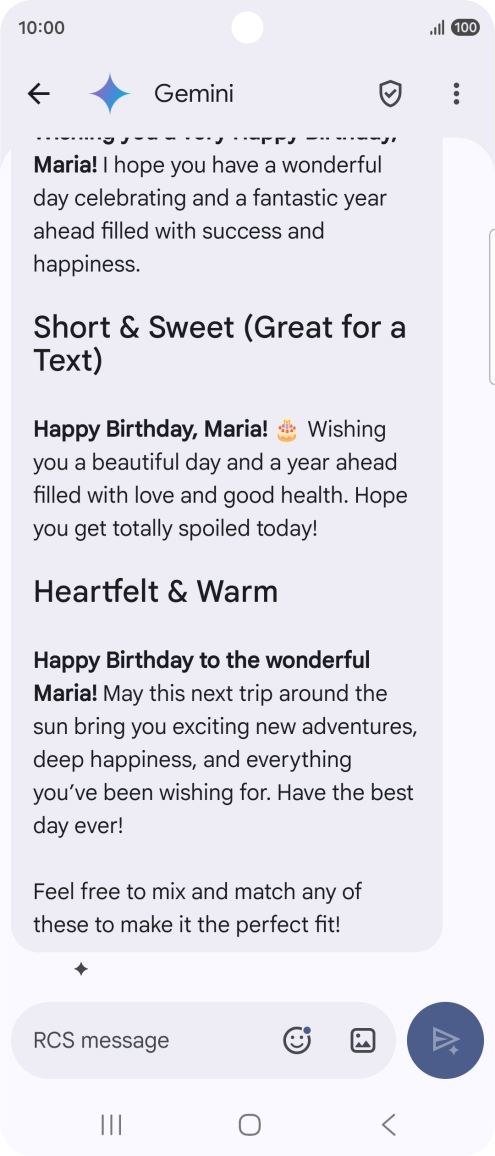 The text suggestion from Gemini is displayed. The text suggestion from Gemini is displayed.
