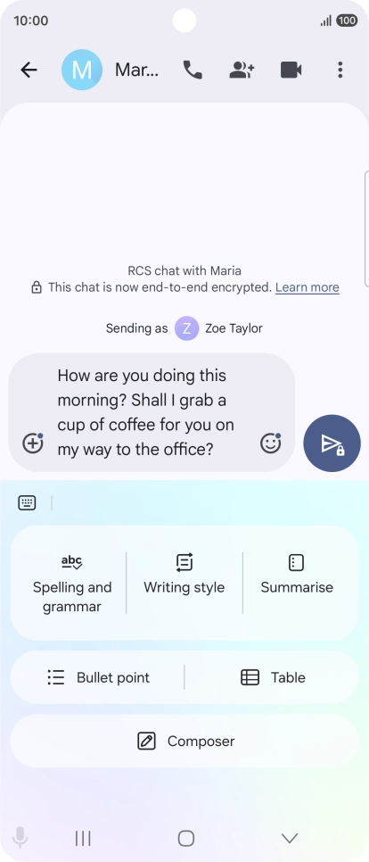 To change the writing style of your text, press Writing style and follow the instructions on the screen to use the function. To change the writing style of your text, press Writing style and follow the instructions on the screen to use the function.