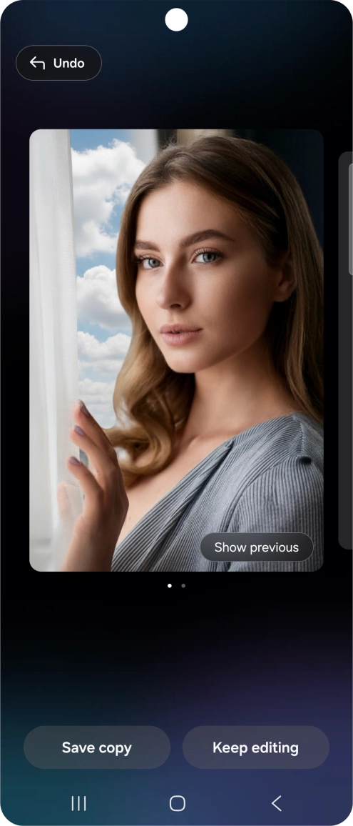 Press Save copy to save the generated photo suggestion. Press Save copy to save the generated photo suggestion.