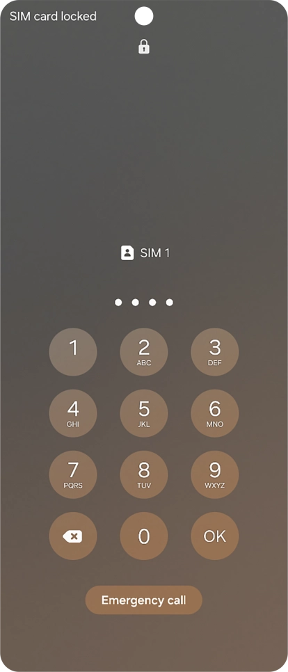 If your SIM is locked, key in your PIN and press OK. The default PIN is 1111. If your SIM is locked, key in your PIN and press OK. The default PIN is 1111.