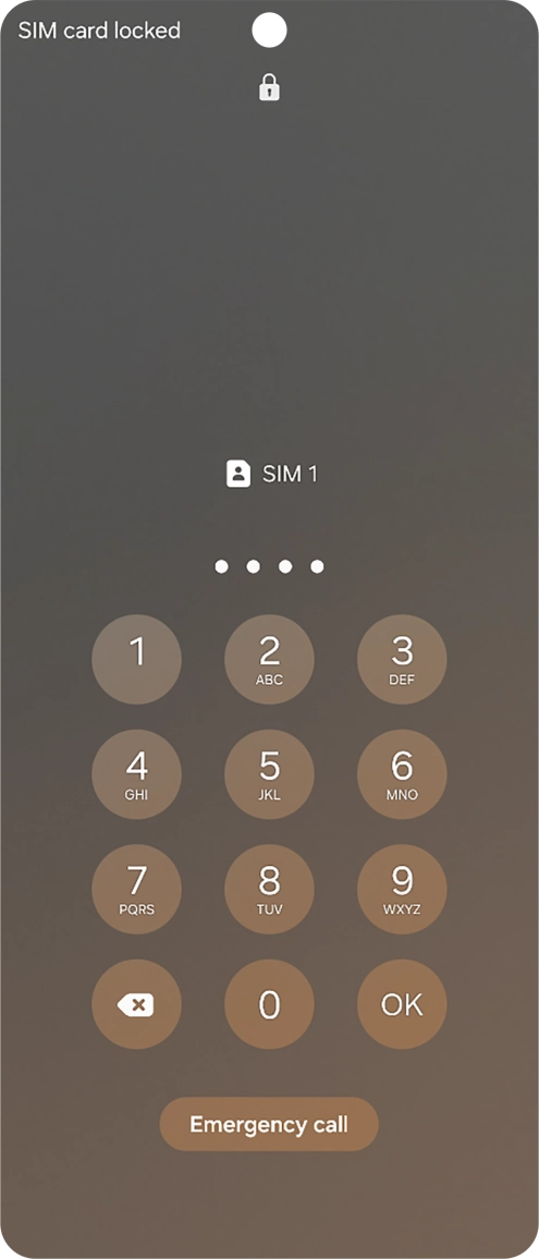 If your SIM is locked, key in your PIN and press OK. The default PIN is 1111. If your SIM is locked, key in your PIN and press OK. The default PIN is 1111.