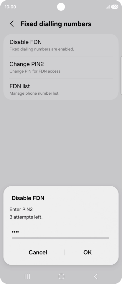 Key in your PIN2 and press OK. The default PIN2 is 0000. Key in your PIN2 and press OK. The default PIN2 is 0000.
