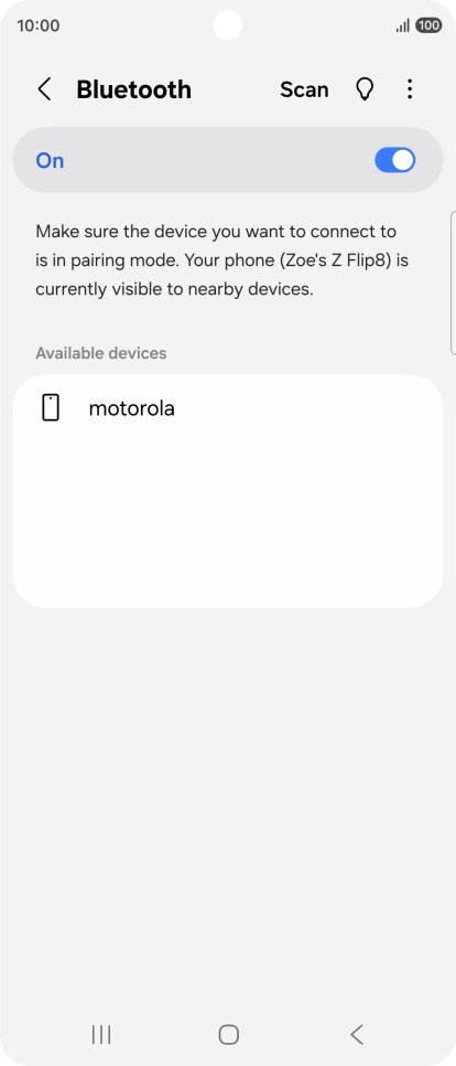 Press the required Bluetooth device and follow the instructions on the screen to pair the device with your phone. Press the required Bluetooth device and follow the instructions on the screen to pair the device with your phone.