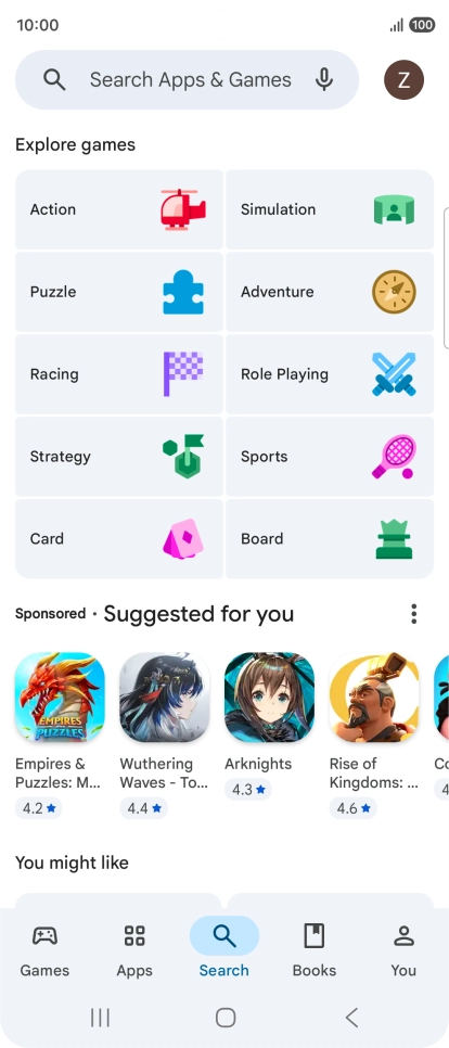 Press the search field. Press the search field.