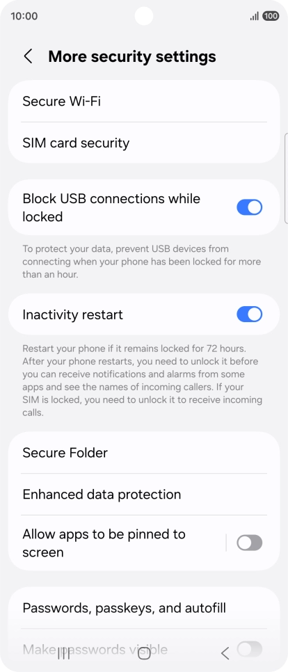 Press SIM card security. Press SIM card security.