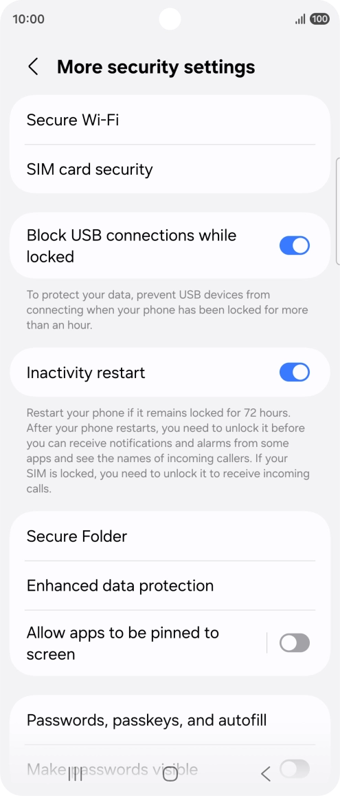 Press SIM card security. Press SIM card security.