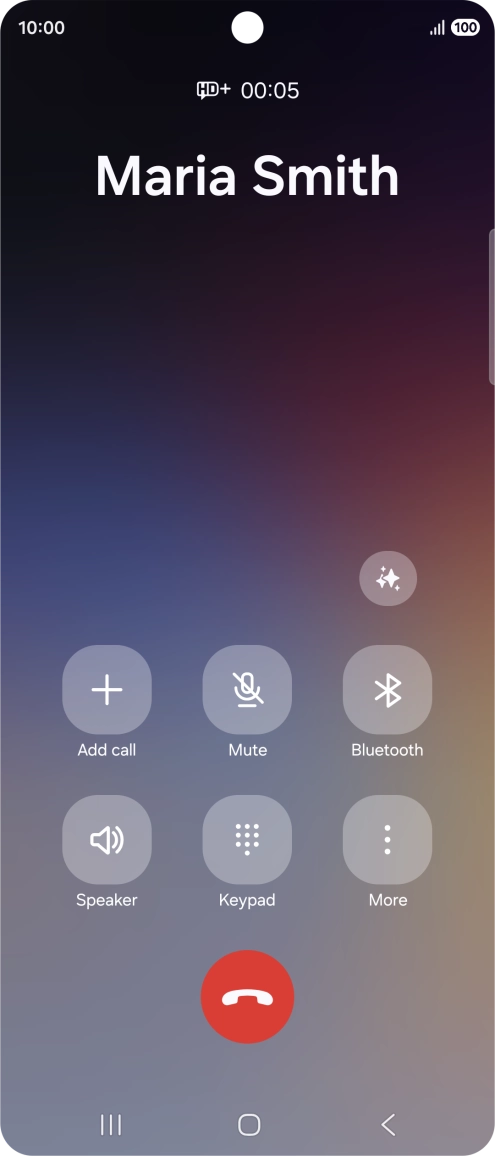 To use Galaxy AI for translation during a call, press the AI icon. To use Galaxy AI for translation during a call, press the AI icon.