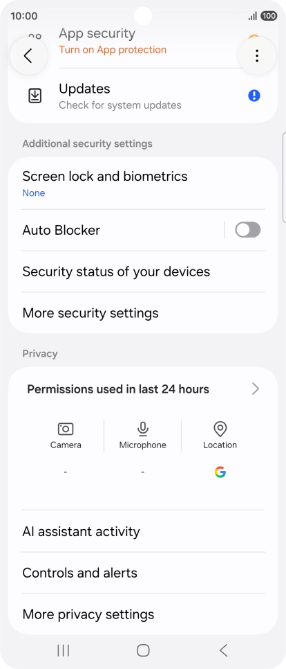 Press More security settings. Press More security settings.
