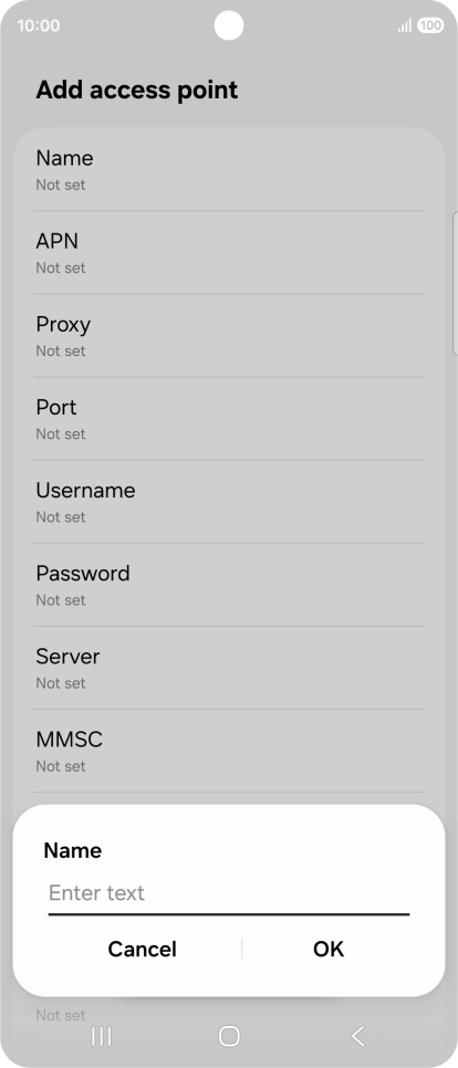 Key in EE Internet and press OK. Key in EE Internet and press OK.
