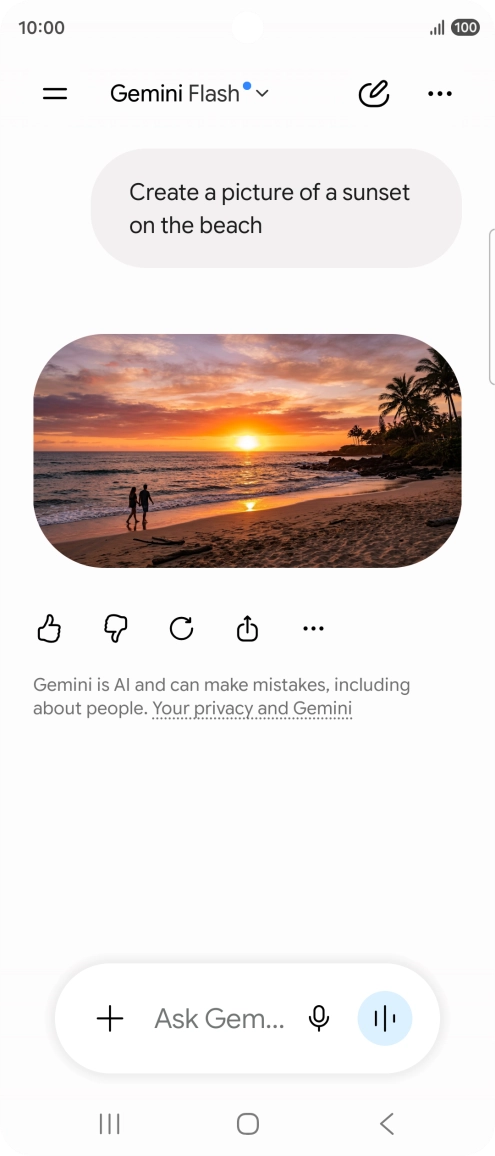 You can also ask Gemini to generate a picture based on your description. You can also ask Gemini to generate a picture based on your description.